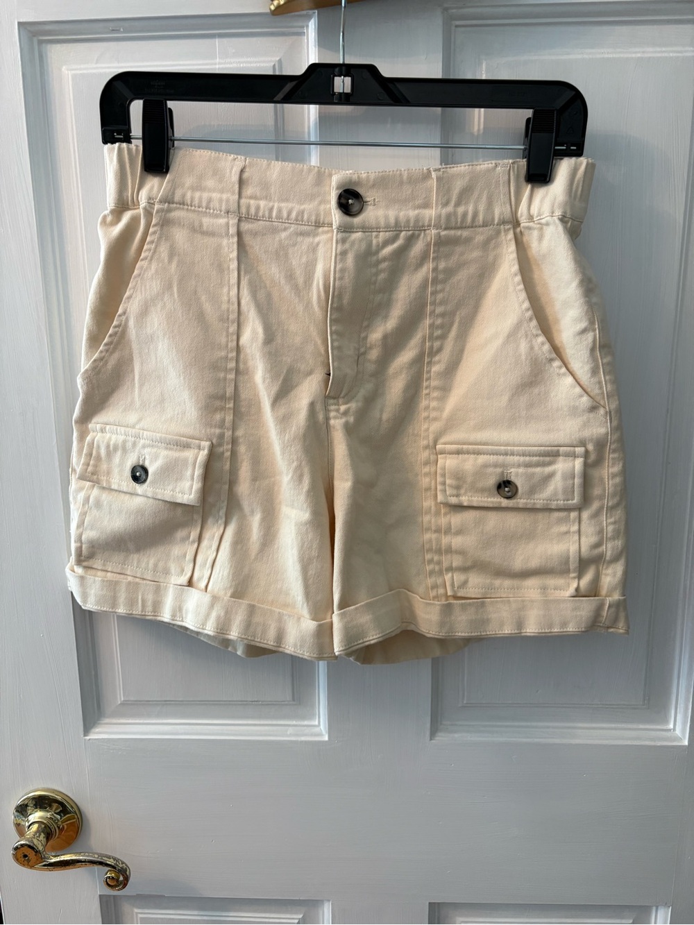 Women's Cream Cargo Pocket Shorts